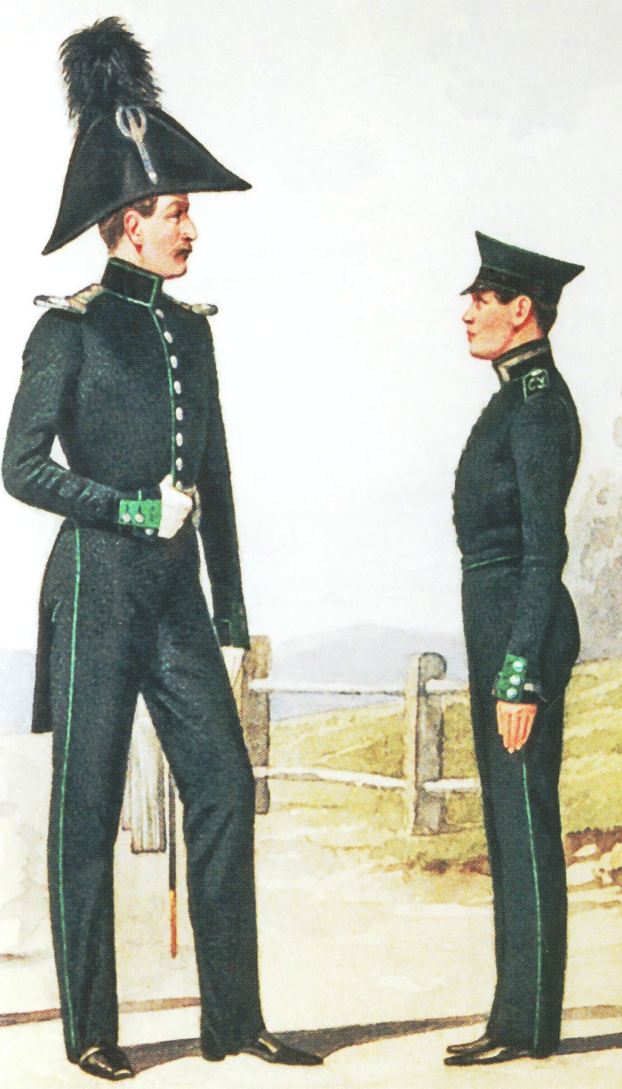 Обер-офицер и воспитанник строительного училища, 1850 г.