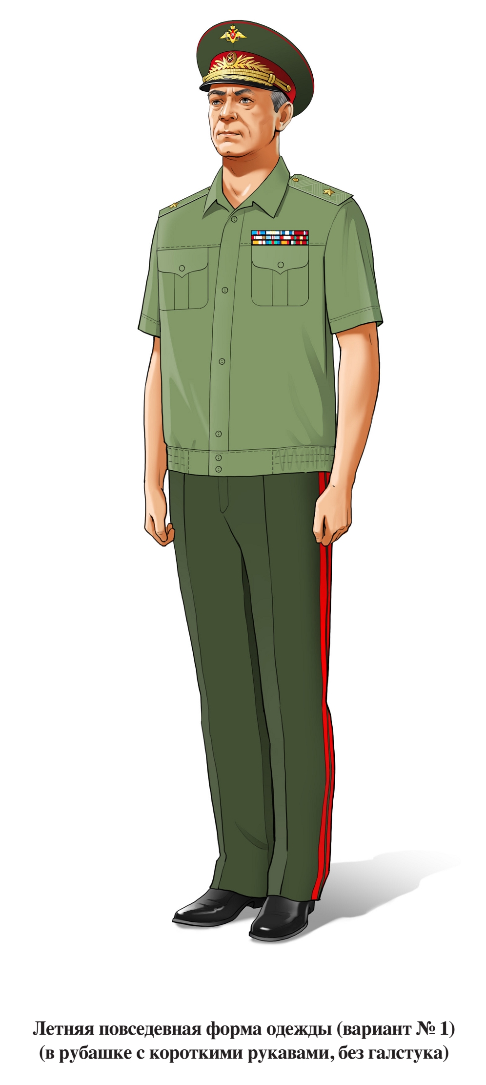 Генерал, летняя повседневная форма, в рубашке с коротким рукавом, без галстука