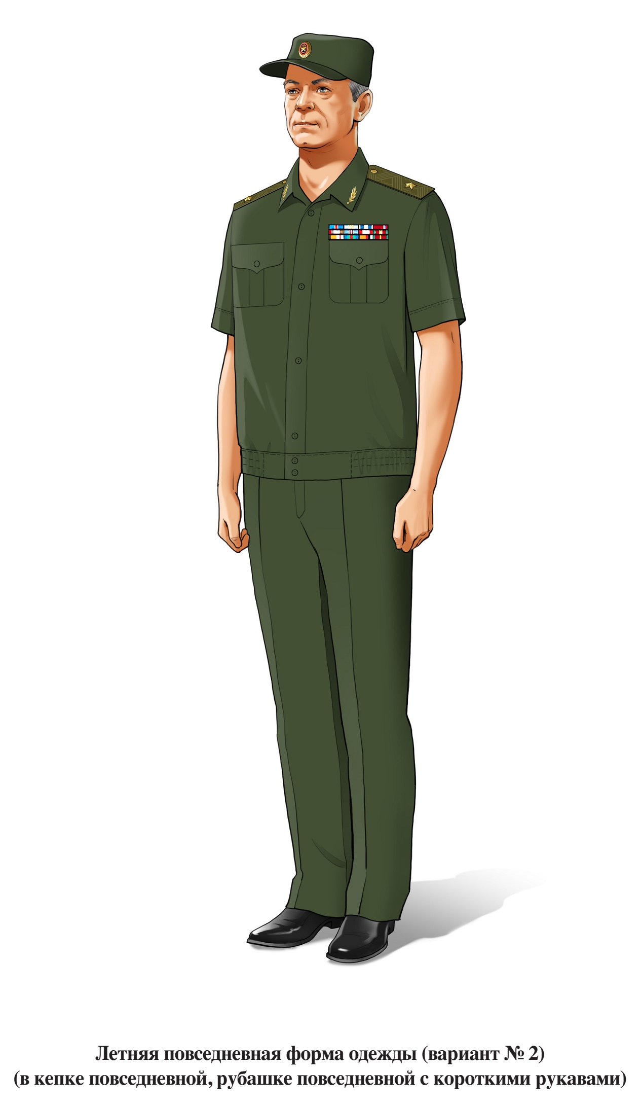 Генерал, летняя повседневная форма, в повседневной рубашке с коротким рукавом и в кепке