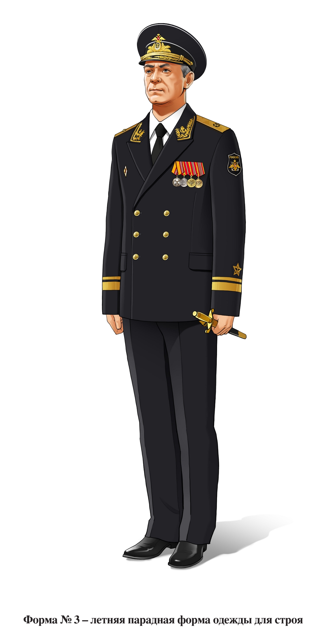 Адмирал, летняя парадная форма ВМФ для строя