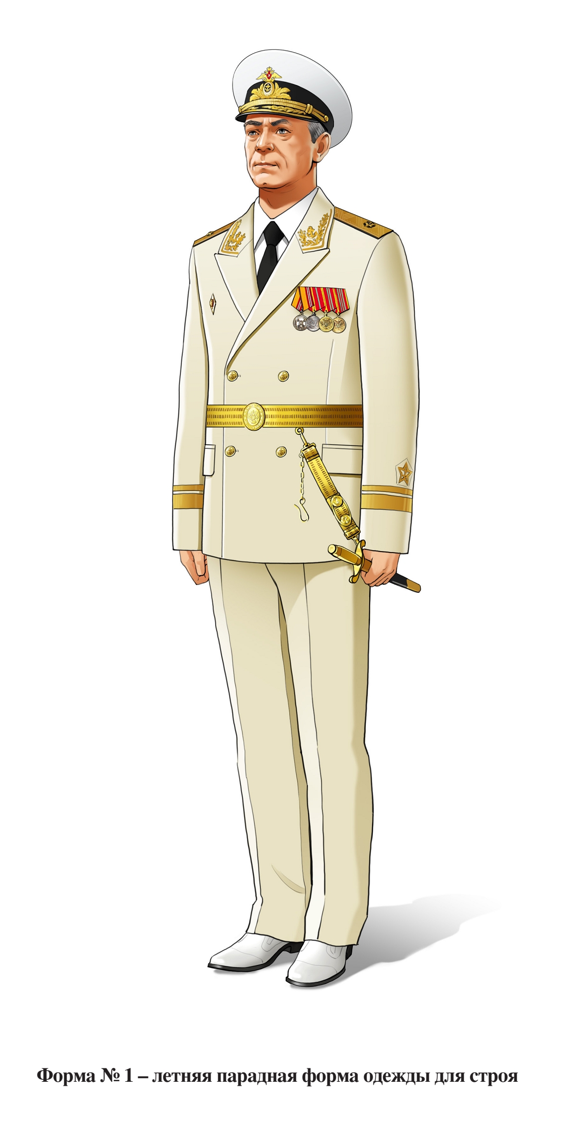 Летняя парадная форма ВМФ для строя, адмирал