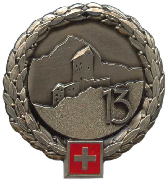 Беретный знак 13-й крепостной бригады сухопутных войск Швейцарской армии