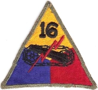 Нарукавный знак 16-й бронетанковой дивизии СВ США