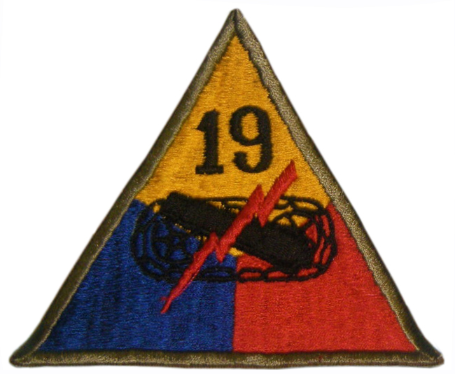 Нарукавный знак 19-й бронетанковой дивизии СВ США