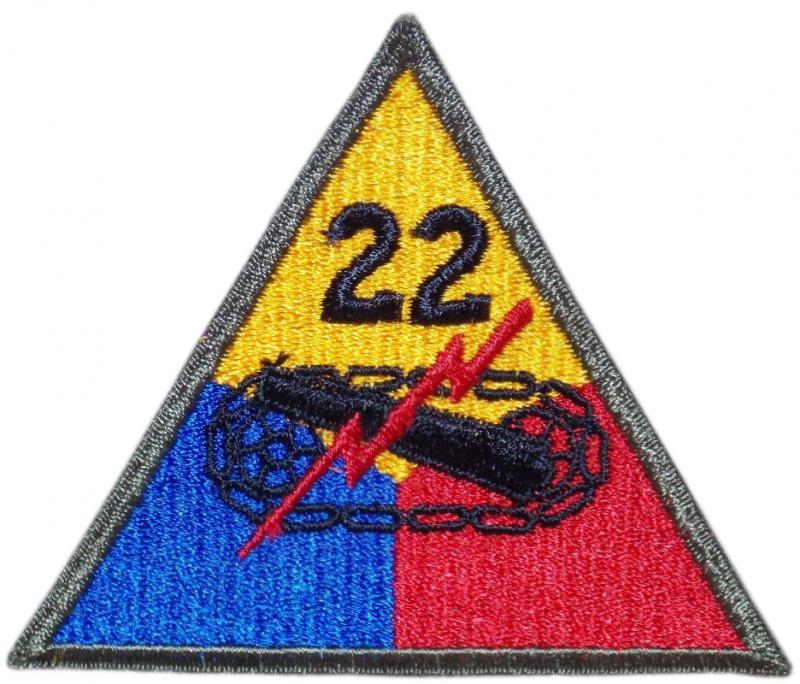 22nd Armored Division Color Patch. US Army