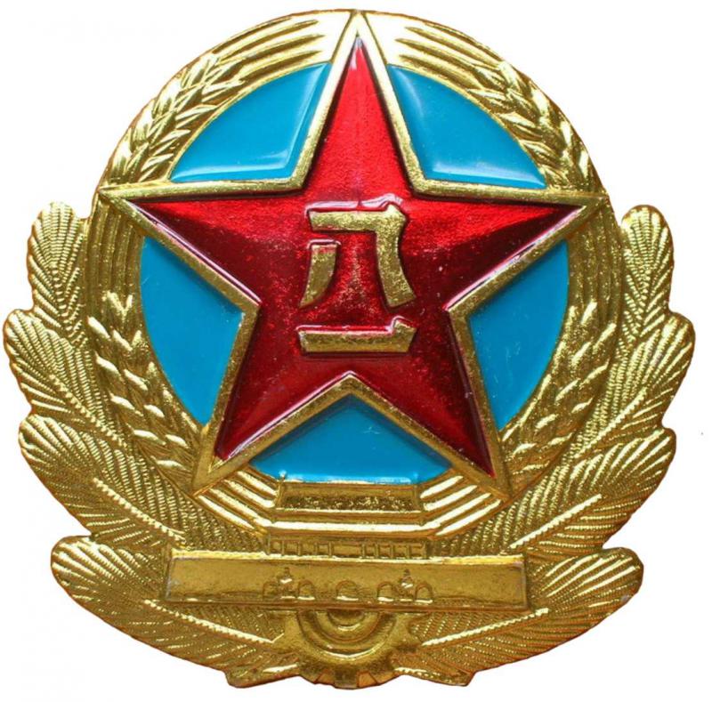 Кокарда эмблема в венке на тулью фуражки Сухопутных сил и Второй артиллерии НОАК