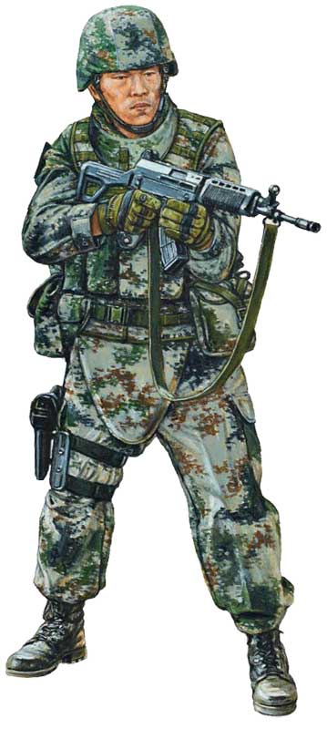 
 <strong> <p> Пехотинец Народно-Освободительной Армии Китая в пиксельном камуфляже тип 07.</strong> 
