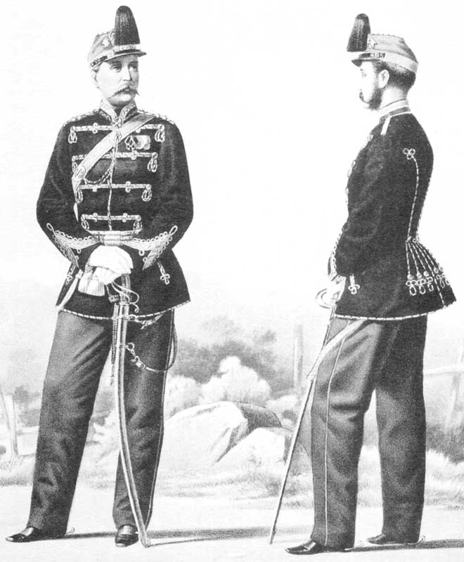 Штаб-офицеры гусарского полка в венгерках, 1866 год.