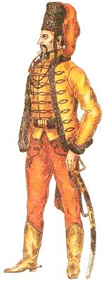 униформа офицера Грузинского гусарского полка, 1741-1761 годы