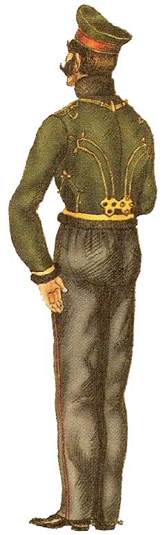 Униформа рядового Киевского гусарского полка в ментике и фуражной шапке.