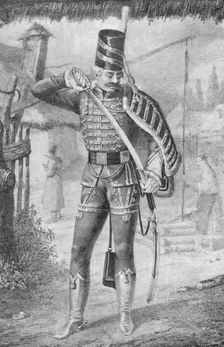 Униформа обер-офицера Острожского гусарского полка, 1776-1783 годы.