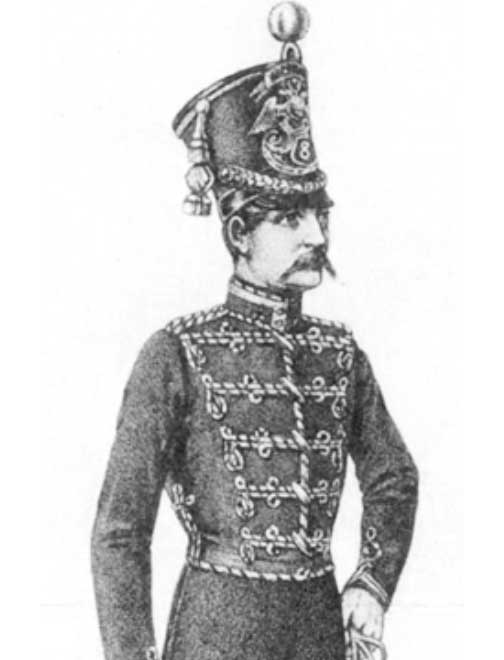 Штаб-офицер гусарского полка русской армии с галуном на воротнике, 1852-1855 годы.