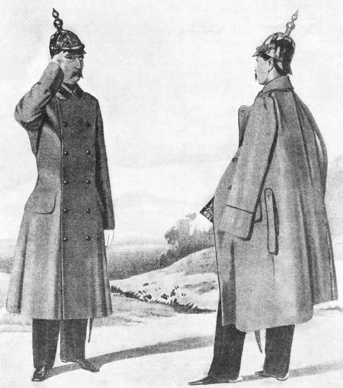 Офицер и генерал (справа) в плащях, 1855 год.