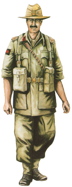 Бригадный генерал Индийской армии в униформе для действий в джунглях, Бирма, 1945 год. 