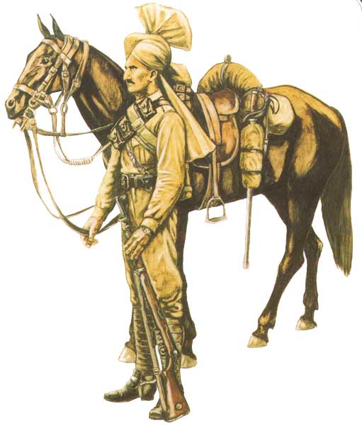 Совар (рядовой кавалерист) 2-го Королевского Уланского полка в полевой форме образца 1937 года в конном строю. 