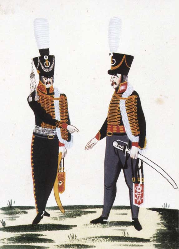 Офицер и гусар 2-го Силезского гусарского полка, 1810 год