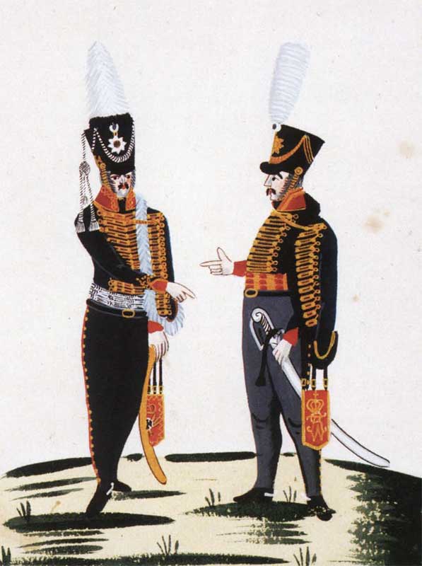 Офицер и гусар Образцового гусарского эскадрона, 1810 год
