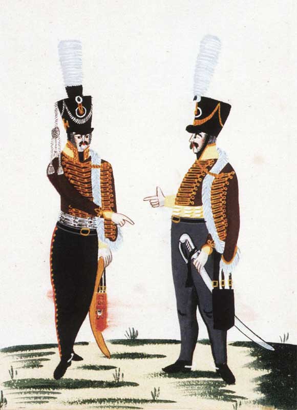 Офицер и гусар 1-го Силезского гусарского полка, 1810 год