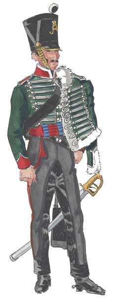Униформа гусара 11-го прусского гусарского полка, 1814 год - Uniformen Hussar preußischen Husaren 11. 1814.