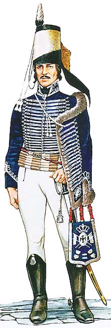 Униформа офицера 2-го прусского гусарского полка фон Рудорффа (von Rudorff), 1806 год - Uniforms Officer 2nd Prussian Hussars background Rudorffa (von Rudorff), 1806