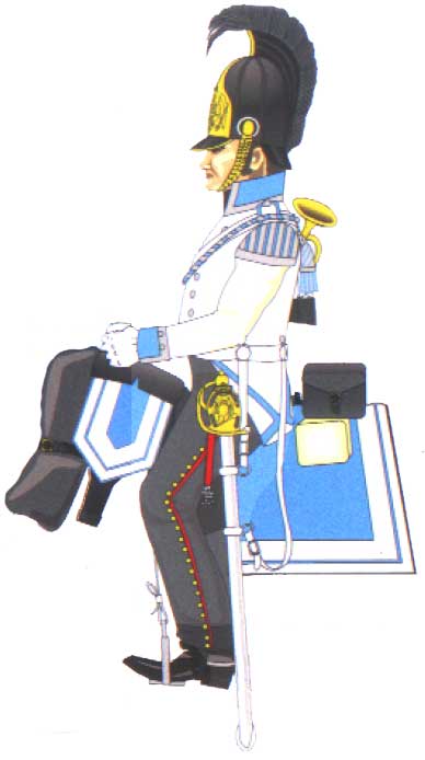 трубач Восточно-Прусского кирасирского полка в белом коллете, 1813 год