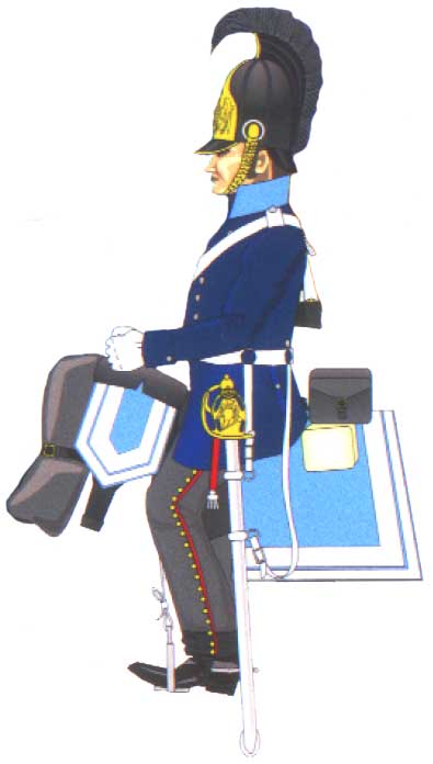 рядовой Восточно-Прусского кирасирского полка в синей литовке, 1813 год