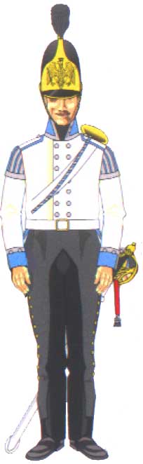 трубач Восточно-Прусского кирасирского полка в белом коллете, 1813 год