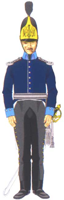 офицер Восточно-Прусского кирасирского полка в синем лейброке, 1813 год