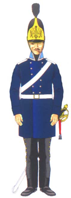 унтер-офицер Восточно-Прусского кирасирского полка в синей литовке, 1813 год