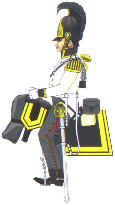 трубач Силезского кирасирского полка в белом коллете, 1813 год