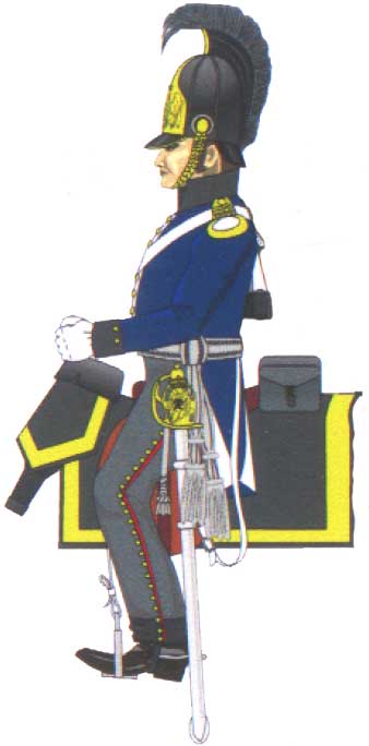офицер Силезского кирасирского полка в синем ляброке, 1813 год