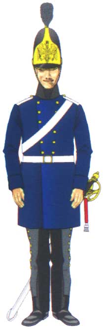 рядовой Силезского кирасирского полка в синей литовке, 1813 год