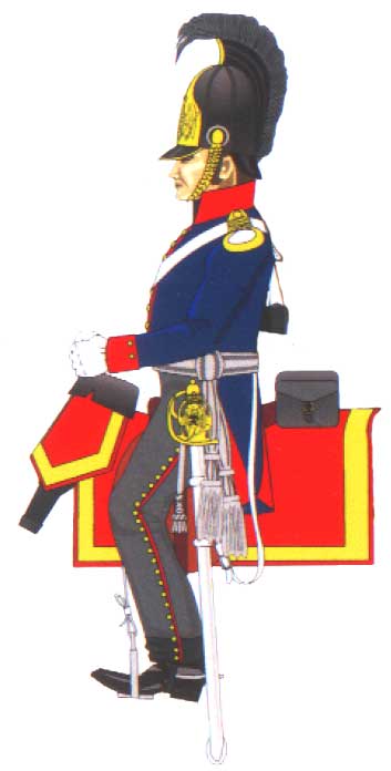 офицер Бранденбургского кирасирского полка в синем лейброке, 1813 год