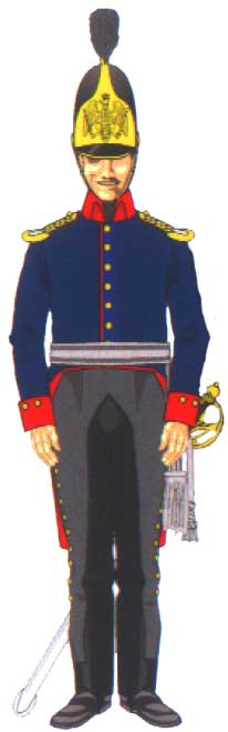 офицер Бранденбургского кирасирского полка в синем лейброке, 1813 год