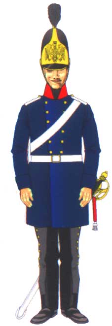 рядовой Бранденбургского кирасирского полка в синей литовке, 1813 год