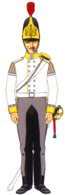 горнист Магдебургского кирасирского полка в белом коллете, 1815 год