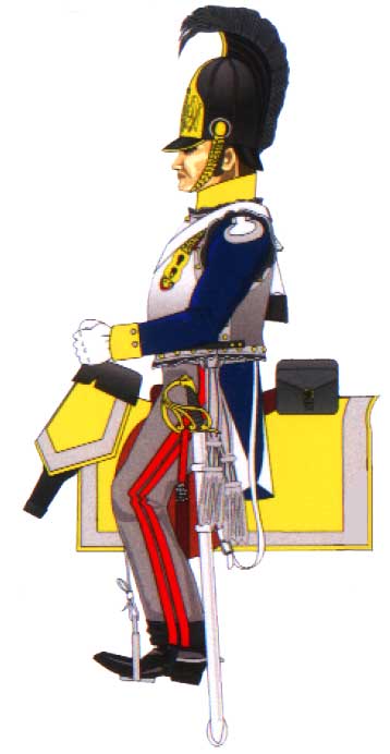 офицер Магдебургского кирасирского полка в синем лейброке и кирасе, 1815 год