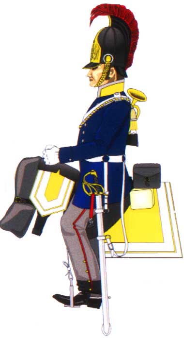 трубач Магдебургского кирасирского полка в синей литевке, 1815 год