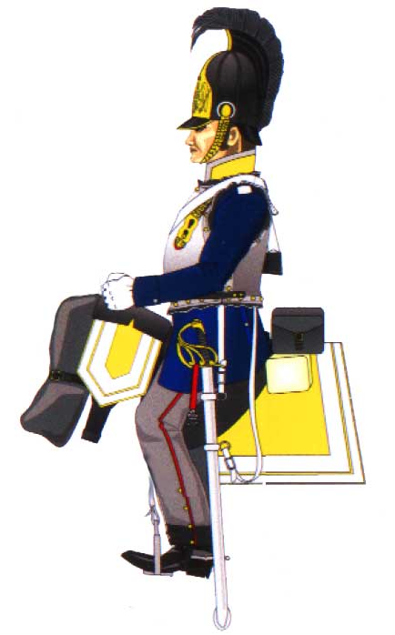 унтер-офицер Магдебургского кирасирского полка в синей литевке и кирасе, 1815 год