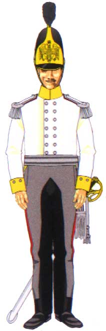 офицер Магдебургского кирасирского полка в коллете без кирасы, 1815 год
