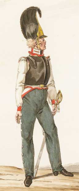 Офицер Garde du Corps в парадной униформе с кирасой, 1815- Garde du Corps-Offizier in Uniform mit Brustpanzer 1815