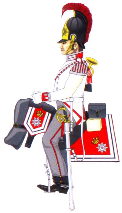 Трубач Garde du Corps в кирасе желтого цвета, 1815 год