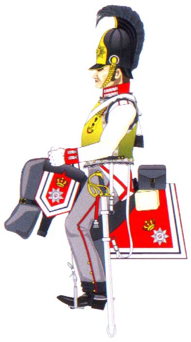 Гвардеец Garde du Corps в кирасе желтого цвета, 1815 год
