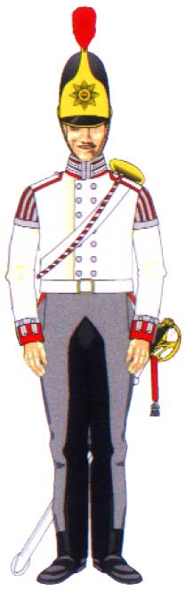 Горнист Garde du Corps в кирасе желтого цвета, 1815 год