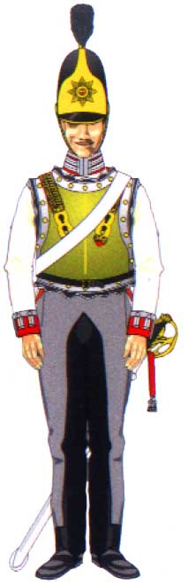 Унтер-офицер Garde du Corps в кирасе желтого цвета, 1815 год