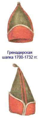 Гренадерская шапка 1700-1732 гг.
