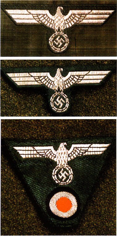 Вышитые образцы герба 3-го Рейха на офицерских пилотках.