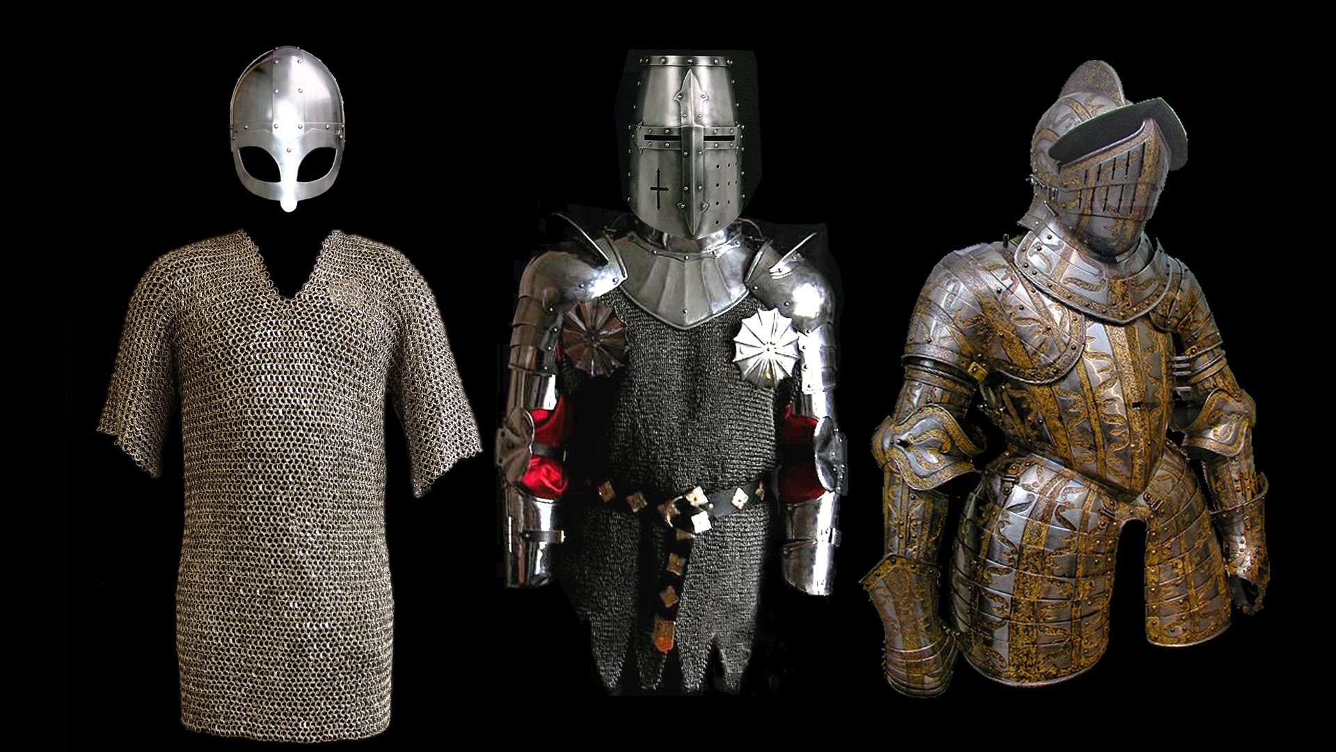 Средневековые кольчуги, шлемы и доспехи